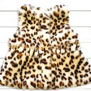 Little Me Faux Fur Vest Leopard Print 12M 12 months Holiday Vest Velour